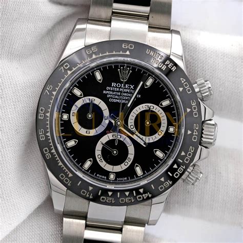 rolex daytona black stainless steel|Rolex daytona stainless for sale.